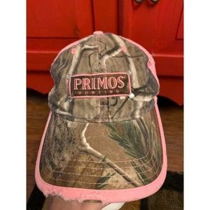 Primos Hunting Baseball Cap Hat Pink Camo Rhinestone Adjustable Distressed CUTE